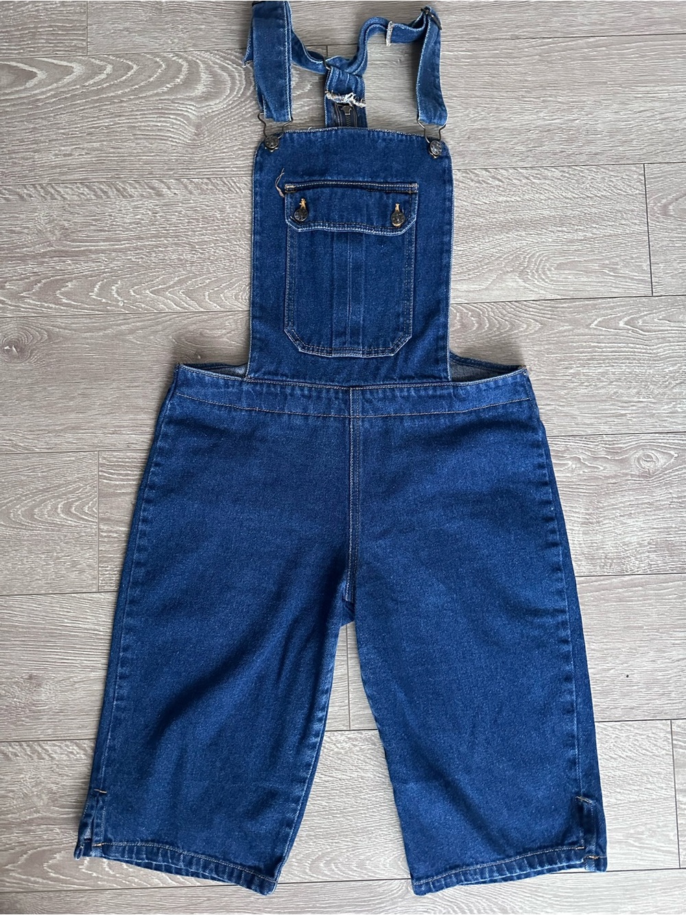Vintage Classic Blue Denim Women's Overalls with Bib Pocket